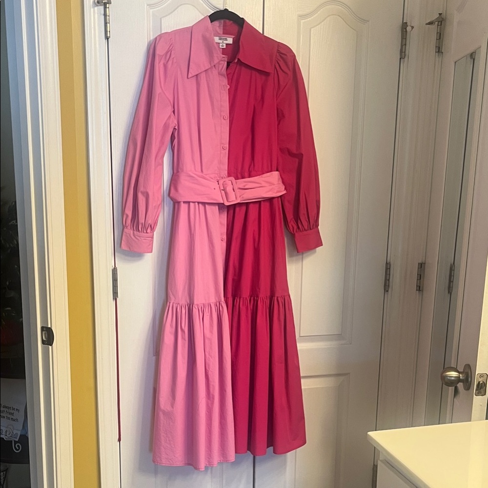 Elegant Pink Colorblock Dress